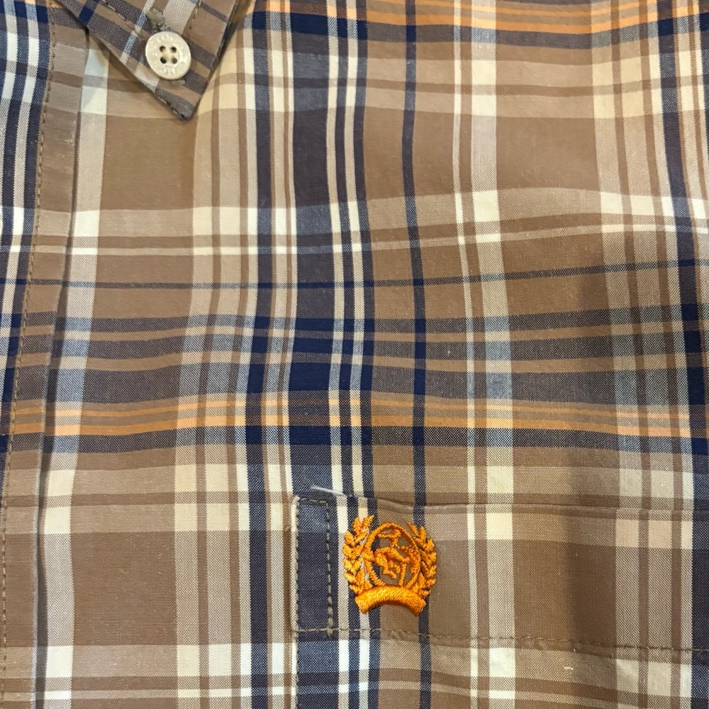 46. Cinch Men's Blue and Brown Plaid Rodeo Button-Down Shirt, Size M - Picture 4 of 4